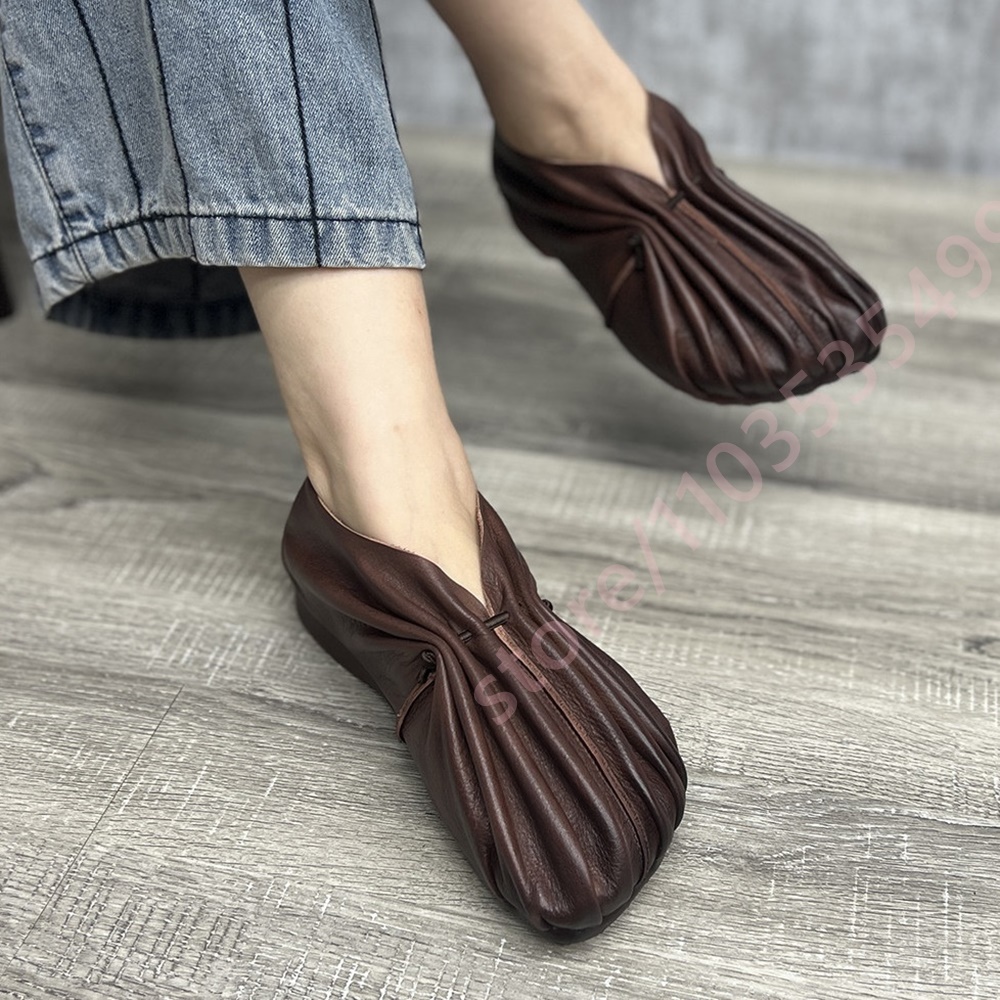 Mule Slip On - Dames Retro Geplooide Zachte Schoenen Ronde