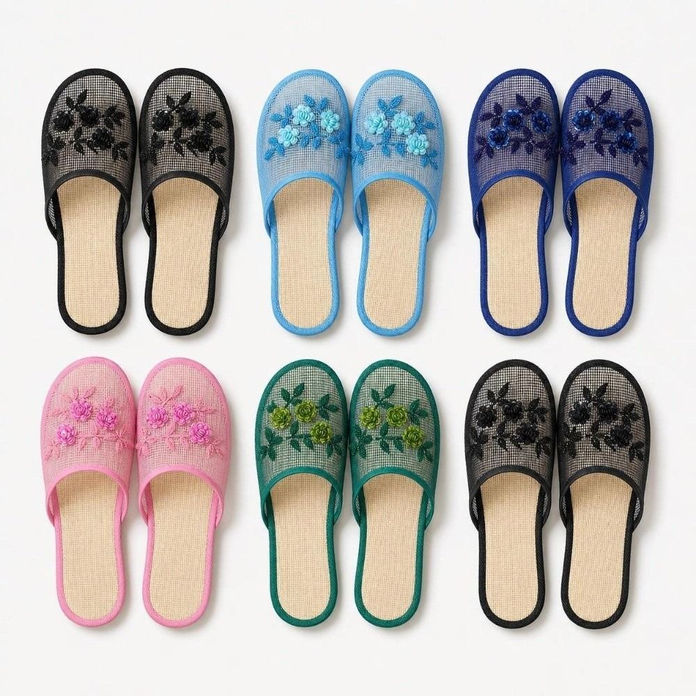 Mule Slip On - Casual bloemenborduurwerk mesh sandalen met zachte