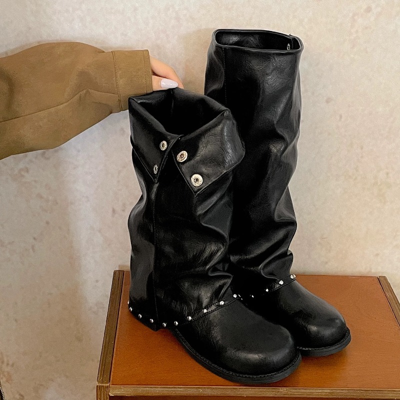 Knee High Boots Women - Dames laarzen met een losse, buisvormige